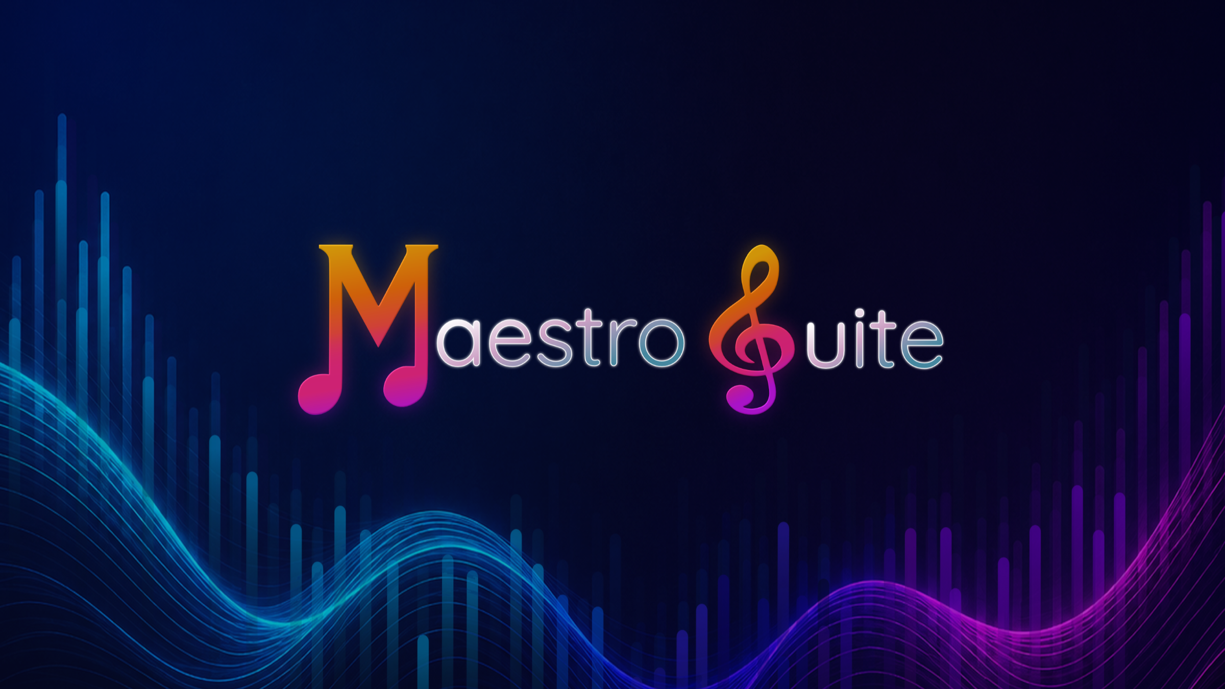 MaestroSuite stage control poster with neon waveforms
